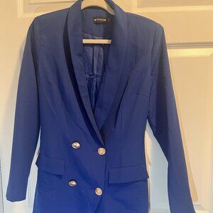 Blue Gold Button Blazer Dress
